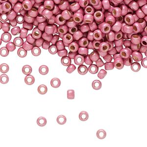 Seed bead, TOHO BEADS&reg;, glass, pkg/50g, #8 round, opaque galvanized matte pink lilac (TR-08-PF553F).