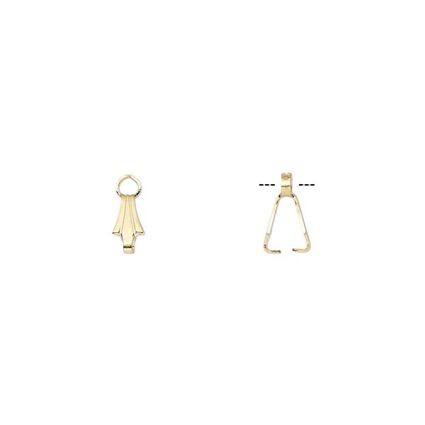 Bail, ice-pick, gold-plated brass, 6.5x3mm with 5mm grip length. Sold per pkg of 100. image number 0
