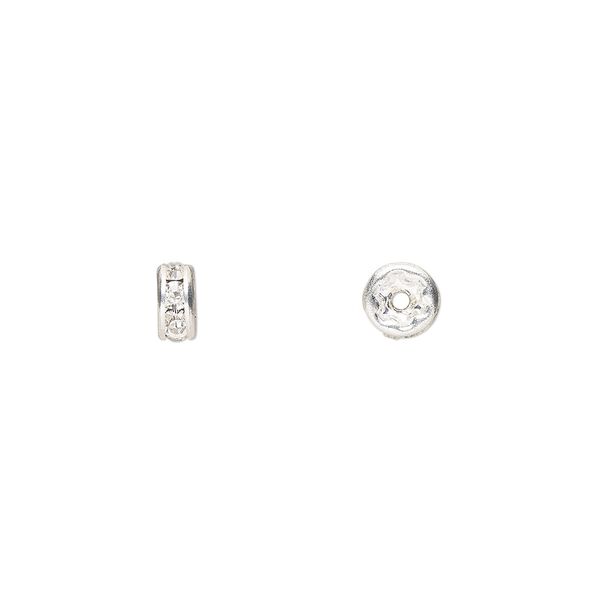 Bead 720pk crystal silver plate, Preciosa Czech crystal 4.5x2.5mm rondelle image number 0