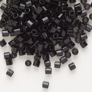 Seed bead, Delica&reg;, glass, pkg/250g, #8 cut, opaque black (DBLC-0010).