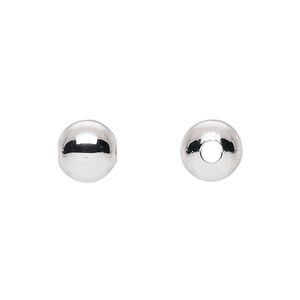 Bead 1pkg10 silver-plated, 9mm round, brass