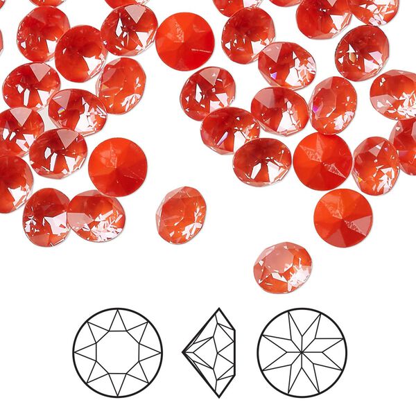 Chaton 12pk crystal orange ignite, Crystal Passions&reg; 6.14 to 6.32mm round SS29 1088 image number 0
