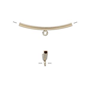 Bead 1pkg2 14Kt gold-filled, 26x2mm curved square tube / smooth / closed loop