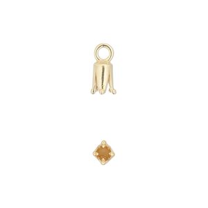 Cord end 1pkg4 gold-plated pewter, 7x4mm cone / 2mm inside diameter, JBB Findings