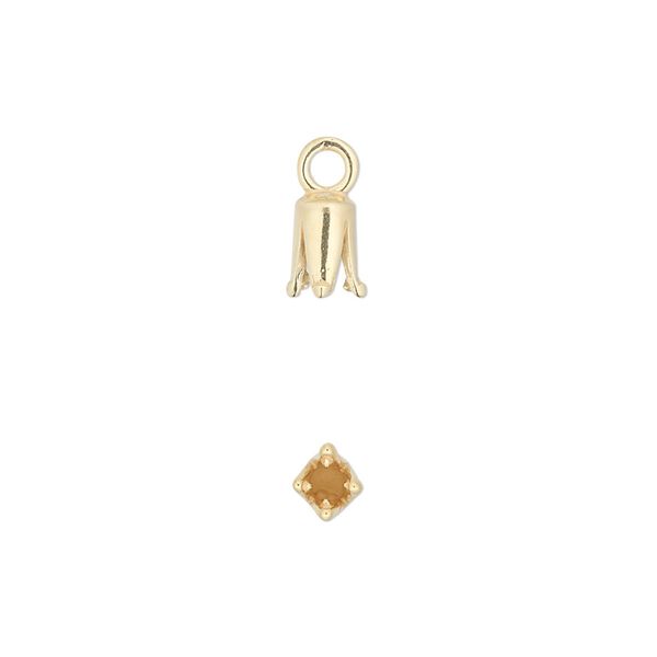 Cord end 1pkg4 gold-plated pewter, 7x4mm cone / 2mm inside diameter, JBB Findings image number 0
