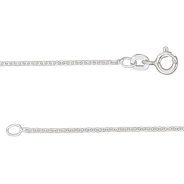 Chain 1pkg1 sterling silver cable, 1.2mm round / mixed clasp, Gossamer&trade; 20 inch image number 0