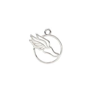 Charm, Amoracast&reg;, sterling silver, 13.5x12mm double-sided open round with Mercury's shoe. Sold individually.
