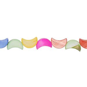 Bead, freshwater pearl shell (dyed), mixed colors, 8x5mm hand-cut moon, Mohs hardness 3-1/2. Sold per 15-1/2" to 16" strand.