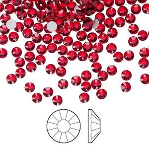 Flat back 144pk light Siam foil back, Preciosa Viva 12&reg; Czech crystal rhinestone 3-3.2mm chaton rose round SS12