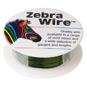 Wire, Zebra Wire&trade;, color-coated copper, olive green, round, 22 gauge. Sold per 15-yard spool.