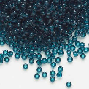 Seed bead, Miyuki, glass, pkg/250g, #8 rocaille, transparent dark teal (RR-2406).