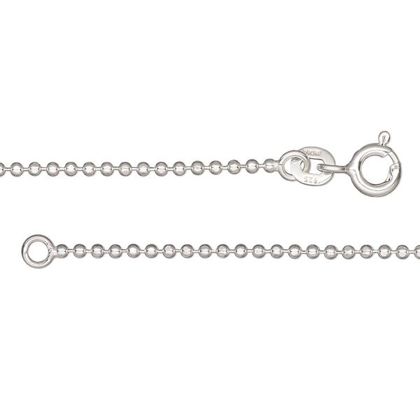 Chain 1pkg1 sterling silver ball, 1.5mm diamond-cut / springring clasp, Gossamer&trade; 20 inch image number 0