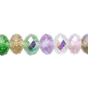 Bead 1pk 48 facets pastel tones AB, Celestial Crystal&reg; 10x8mm rondelle 15.5-16 inch