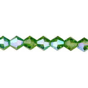 Bead 1pk transparent green AB, Celestial Crystal&reg; 8mm bicone 15.5-16 inch