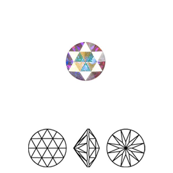 Round stone 2pk crystal AB foil back, Crystal Passions&reg; 10mm rose cut round 1401 image number 0
