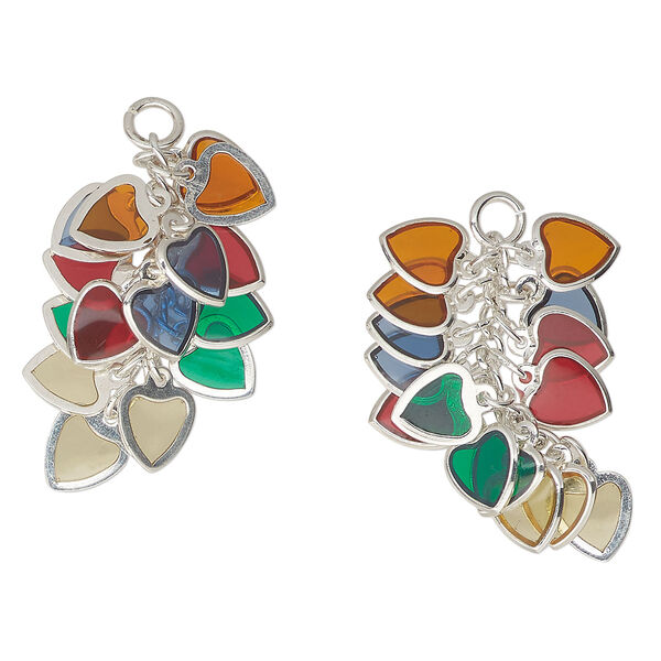 Focal 1pkg2, steel and epoxy, multicolored, 32x16mm heart cluster. image number 0