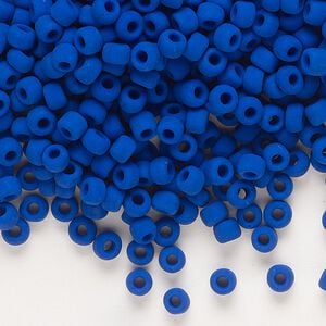 Seed bead, Dyna-Mites&trade;, glass, opaque matte dark blue, #6 round. Sold per 40-gram pkg.