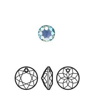 Drop 72pk aquamarine shimmer, Swarovski&reg; 8mm pendant classic cut 6430