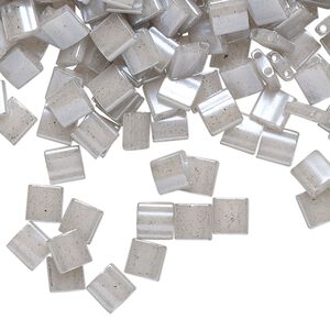 Seed bead, TILA&reg;, glass, pkg/10g, 5mm full tila square, opaque ceylon light grey, (TL-526).