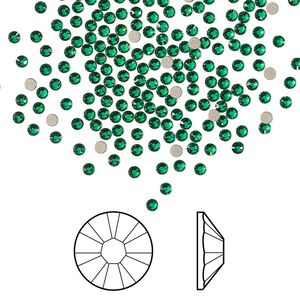 Flat back 1440pk majestic green foil back, Swarovski&reg; 1.7-1.9mm rose round SS5 2058