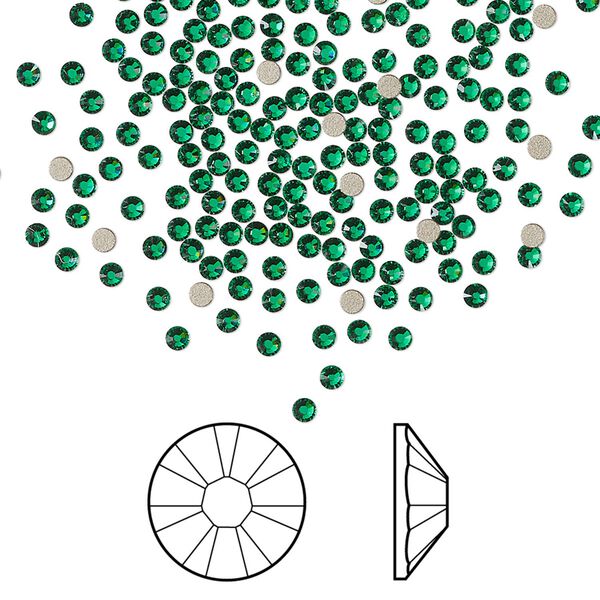 Flat back 1440pk majestic green foil back, Swarovski&reg; 1.7-1.9mm rose round SS5 2058 image number 0
