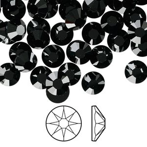 Flat back 144pk jet foil back, Swarovski&reg; 7.07-7.27mm rose round SS34 2088