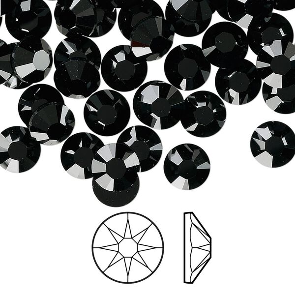 Flat back 144pk jet foil back, Swarovski&reg; 7.07-7.27mm rose round SS34 2088 image number 0