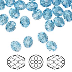 Bead 288pk aquamarine, Swarovski&reg; 7x6mm olive briolette 5044