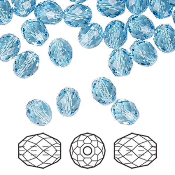 Bead 288pk aquamarine, Swarovski&reg; 7x6mm olive briolette 5044 image number 0