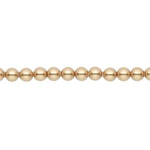 Pearl 500pk bright gold, Swarovski&reg; 4mm round 5810