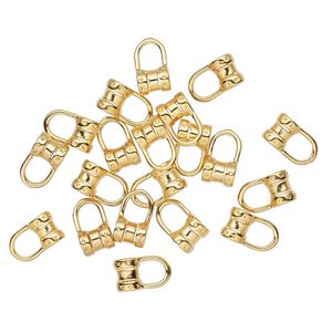 Crimp, gold-plated brass, 10x6mm tube with loop, 2.7mm inside diameter. Sold per pkg of 20.