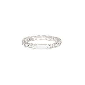 Ring, Create Compliments&reg;, sterling silver, clear, 1.5mm wide flower, size 7. Sold individually.