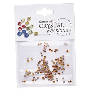 Flat back 144pk tangerine foil back, Crystal Passions&reg; 1.7-1.9mm rose round SS5 2058