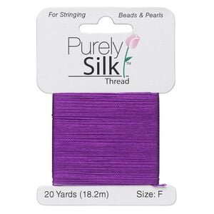 Thread, Purely Silk&trade;, 3-ply, plum, size F. Sold per 20-yard card.