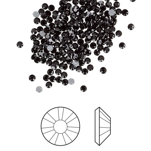 Flat back 144pk jet foil back, Crystal Passions&reg; hotfix rhinestone 1.9-2.1mm rose round SS6 2038HF image number 0