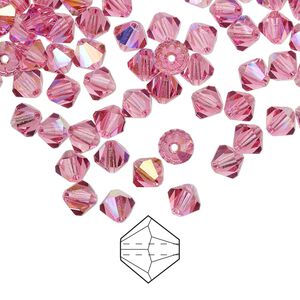 Bead 144pk rose AB, Preciosa Czech crystal 5mm bicone