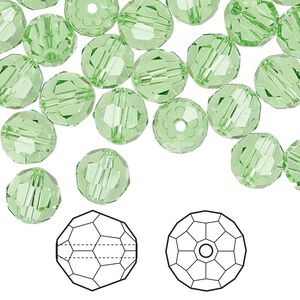 Bead 144pk peridot, Crystal Passions&reg; 8mm round 5000