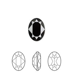 Fancy stone 12pk jet, Crystal Passions&reg; 14x10mm oval 4120