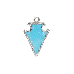 Drop 1pkg1, electroplated sterling silver and magnesite, 20x15mm hand-cut arrowhead