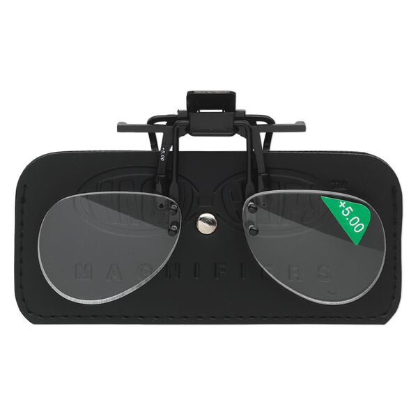 Magnifier, MagniClips&reg;, acrylic and vinyl, black and clear, +5 magnification clip-on style lenses. Sold individually. image number 0