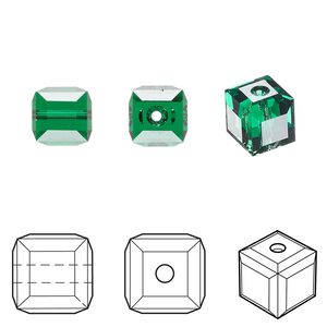 Bead 48pk majestic green, Crystal Passions&reg; 8mm cube 5601