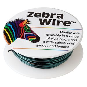 Wire, Zebra Wire&trade;, color-coated copper, forest green, round, 18 gauge. Sold per 10-yard spool.