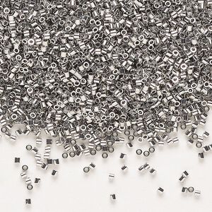 Seed bead, Delica&reg;, glass, pkg/250g, #15 round, opaque palladium-plated (DBS-0038).