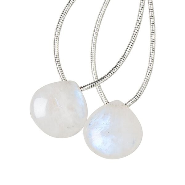 Rainbow moonstone 1pkg2, hand-cut top-drilled puffed teardrop bead natural 14x14mm image number 0