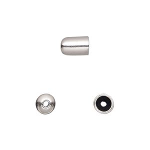 Cord end 1pkg2 sterling silver, 8.5x6mm smooth round tube / 4.5mm inside diameter, antiqued / JBB Findings