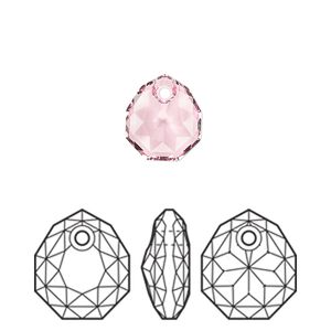 Drop 1pk light rose, Crystal Passions&reg; 11.5x10mm pendant majestic 6436