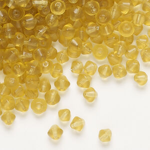 Bead 1pkg1, glass, translucent honey, 4mm bicone, 4 ounces