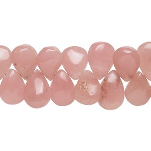 Pink chalcedony 1pkg1, hand-cut top-drilled puffed teardrop bead 8 inch 10x8mm-13x9mm