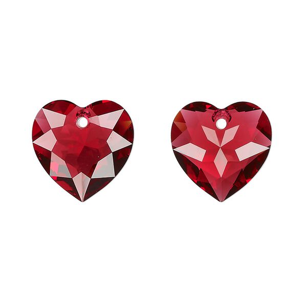 Drop 24pk scarlet, Swarovski&reg; 14.5mm pendant heart cut 6432 image number 0