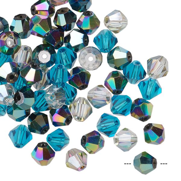 Bead mix 60pk 16 facets ocean, Celestial Crystal&reg; 6mm bicone image number 0